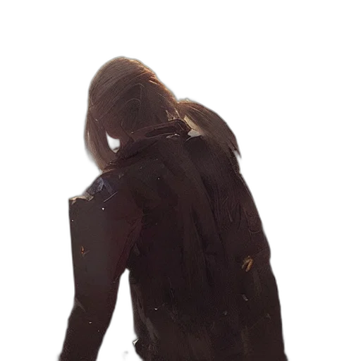 jacket, staff, dress, hair transparent PNG cut-out