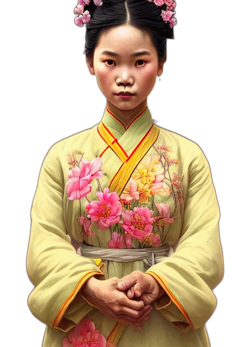 staff, face, flower, dress transparent PNG cut-out