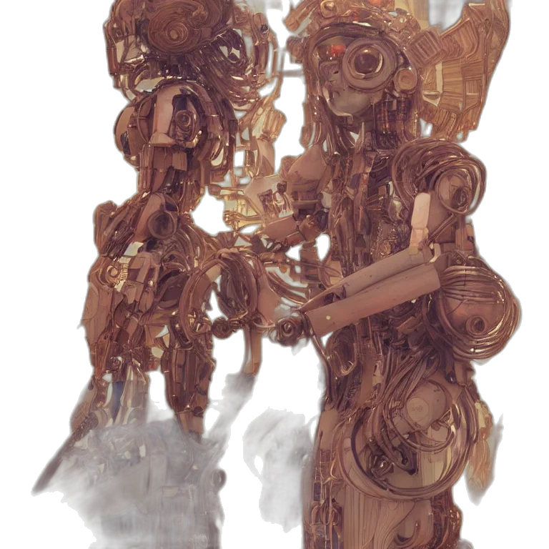robot, mask, staff, creature transparent PNG cut-out