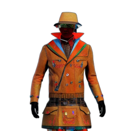 jacket, hat, mask, staff transparent PNG cut-out