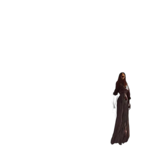 dress, hair, creature, staff transparent PNG cut-out
