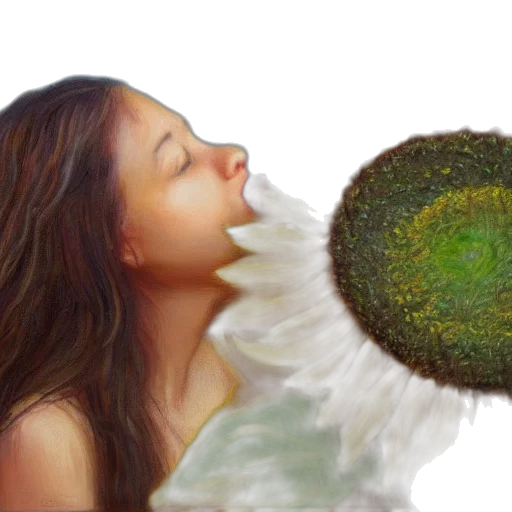 hair, flower, photorealistic, oil painting transparent PNG cut-out