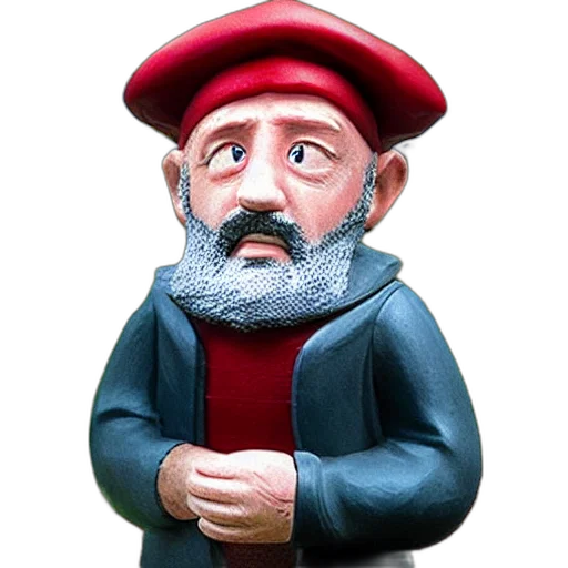 face, hat, staff, 3d render transparent PNG cut-out