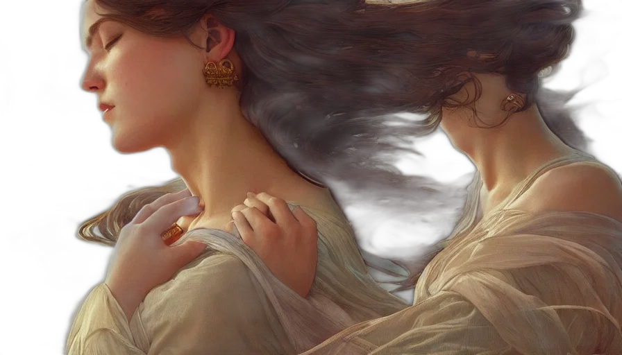 jewelry, dress, oil painting, photorealistic transparent PNG cut-out