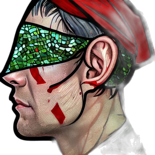 face, cyberpunk, comic book art, concept art transparent PNG cut-out
