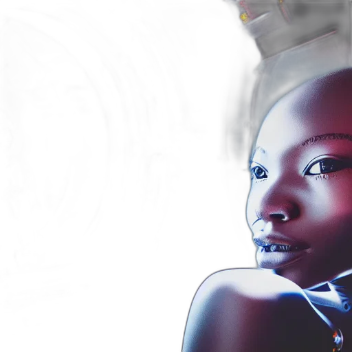 robot, face, jewelry, 3d render transparent PNG cut-out