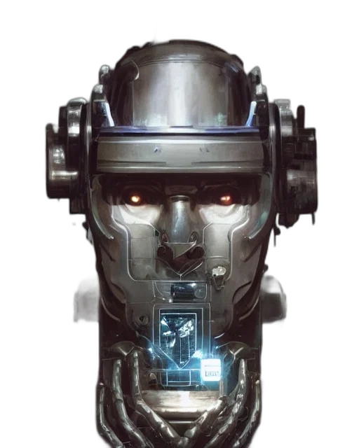 robot, face, mask, cyberpunk transparent PNG cut-out