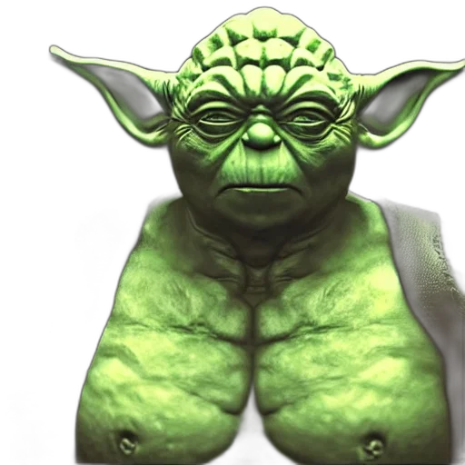 3d render, photorealistic, yoda, hulk transparent PNG cut-out