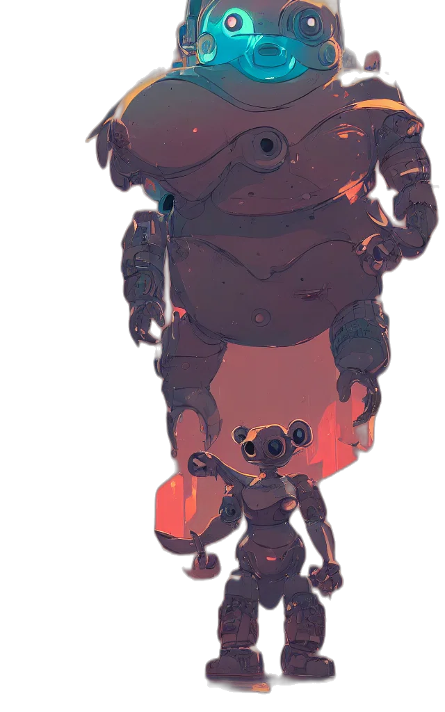 robot, creature, mask, staff transparent PNG cut-out