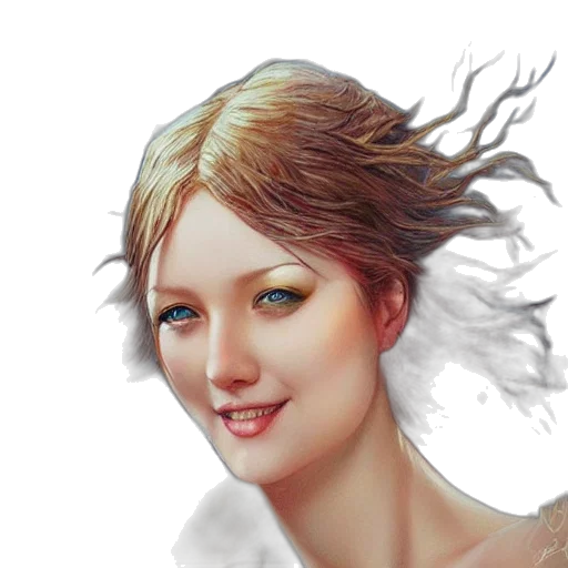 face, hair, crown, staff transparent PNG cut-out