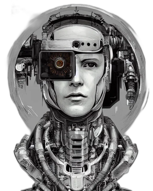 robot, face, mask, cyberpunk transparent PNG cut-out