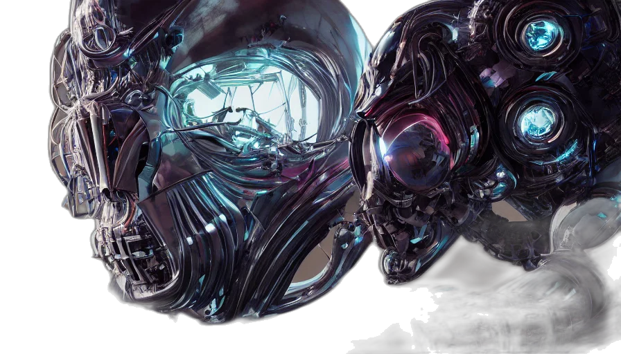 robot, concept art, 3d render, cyberpunk transparent PNG cut-out