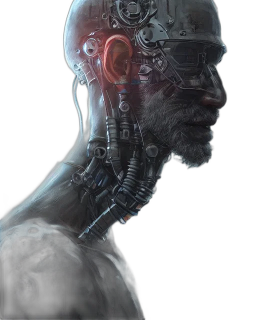 robot, face, mask, cyberpunk transparent PNG cut-out