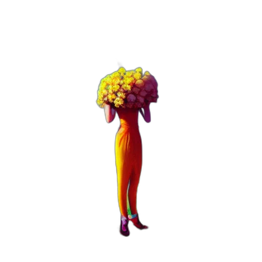 flower, crown, hair, staff transparent PNG cut-out