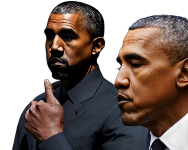 3d render, kanye, obama, pondering transparent PNG cut-out