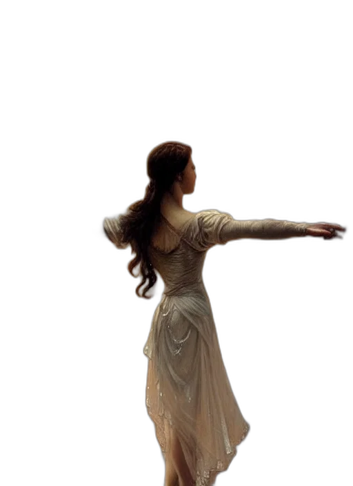 dress, staff, crown, hair transparent PNG cut-out
