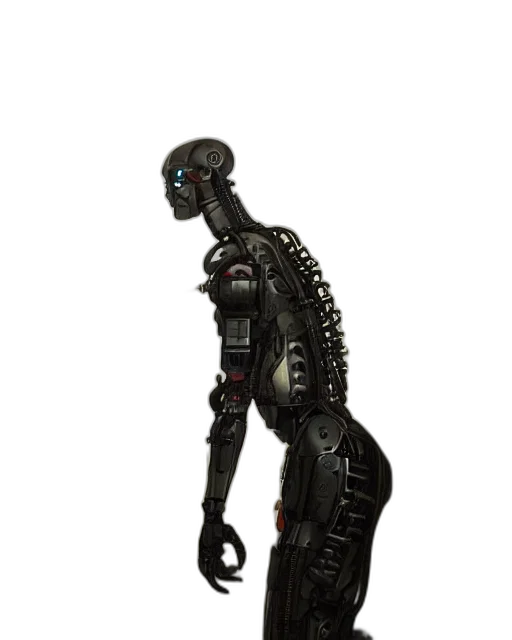robot, staff, creature, cyberpunk transparent PNG cut-out