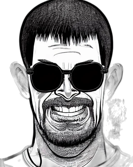 face, cartoon, comic book art, pencil sketch transparent PNG cut-out