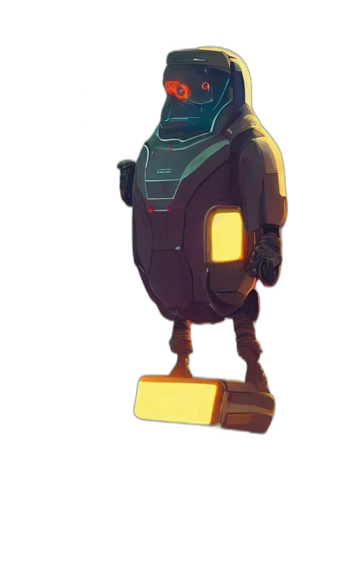 robot, jacket, weapon, creature transparent PNG cut-out
