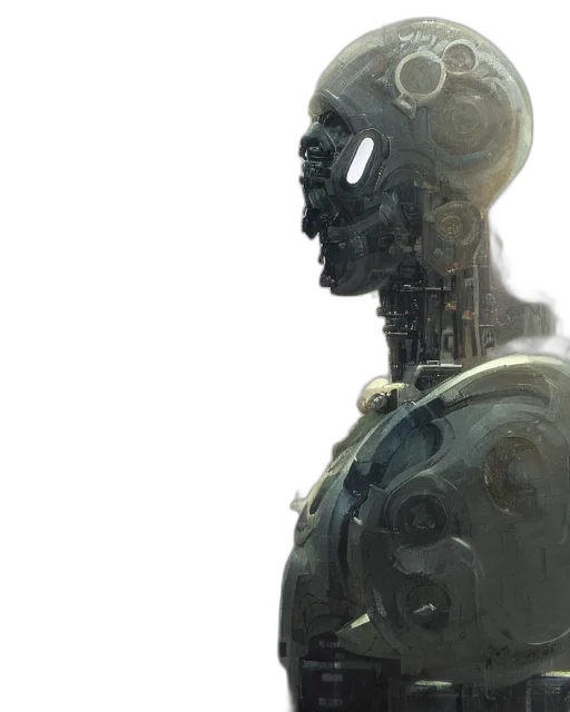 robot, face, concept art, 3d render transparent PNG cut-out