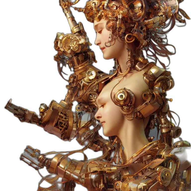 robot, jewelry, crown, concept art transparent PNG cut-out