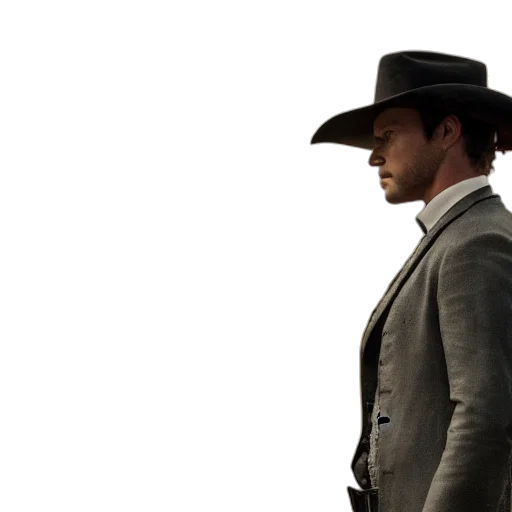 hat, jacket, staff, weapon transparent PNG cut-out