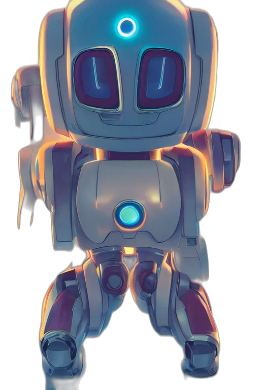 robot, 3d render, concept art, vaporwave transparent PNG cut-out
