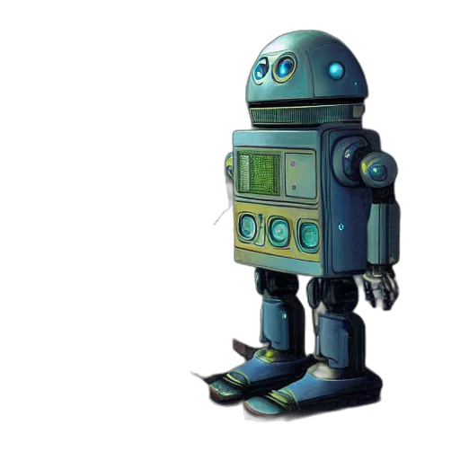 robot, concept art, 3d render, pixel art transparent PNG cut-out