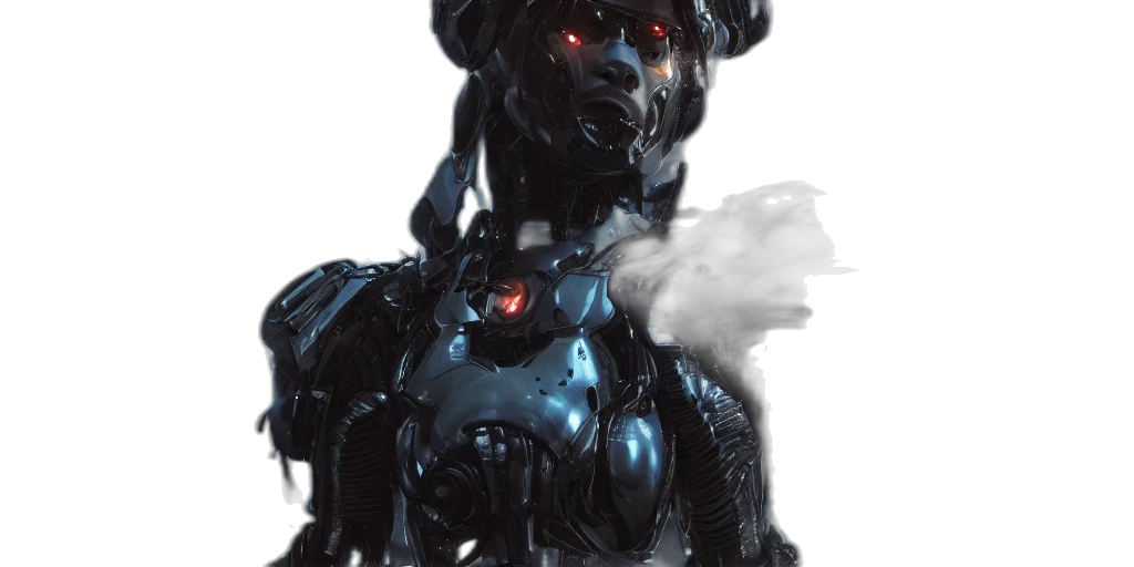 robot, face, weapon, concept art transparent PNG cut-out