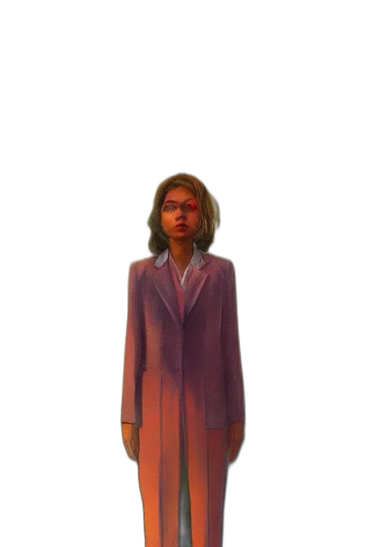 jacket, dress, face, staff transparent PNG cut-out