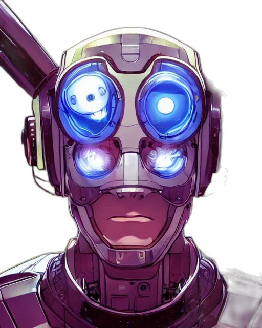 robot, face, mask, comic book art transparent PNG cut-out