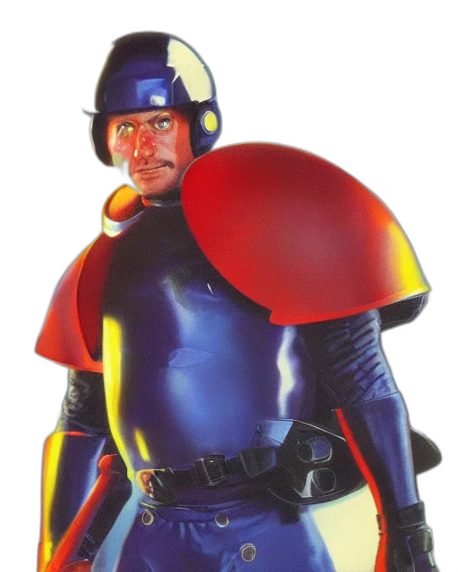 robot, staff, jacket, weapon transparent PNG cut-out