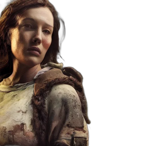 concept art, earth tones, fallout, charismatic transparent PNG cut-out