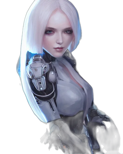 robot, weapon, face, jacket transparent PNG cut-out