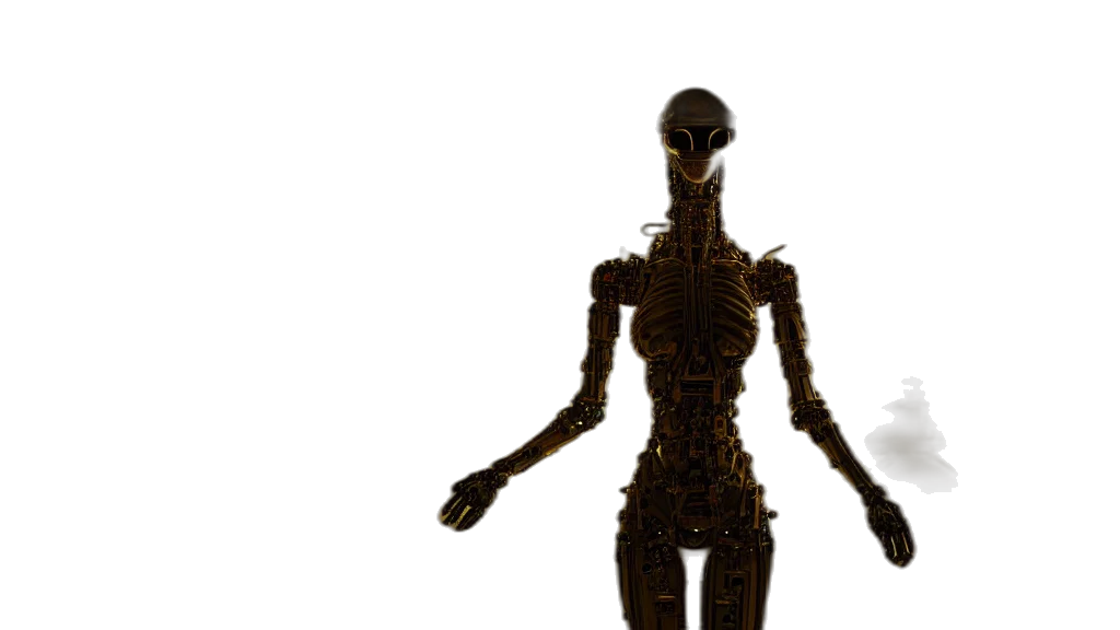 robot, dress, creature, staff transparent PNG cut-out