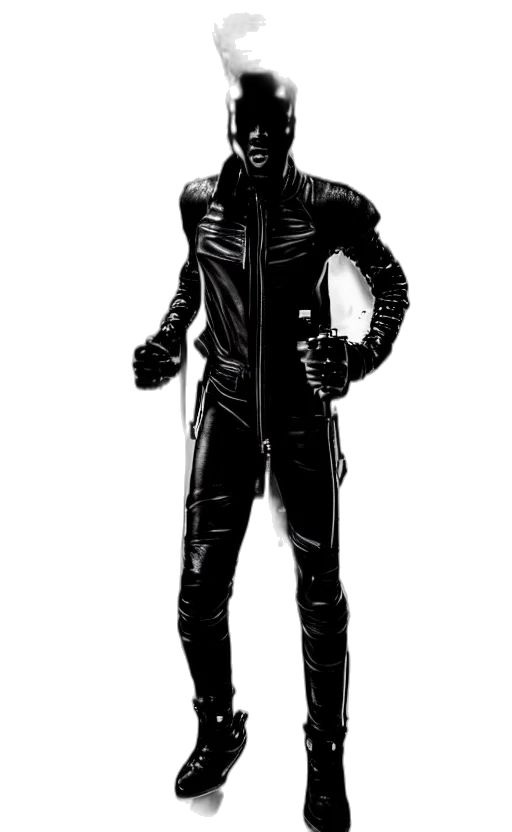 jacket, mask, staff, robot transparent PNG cut-out