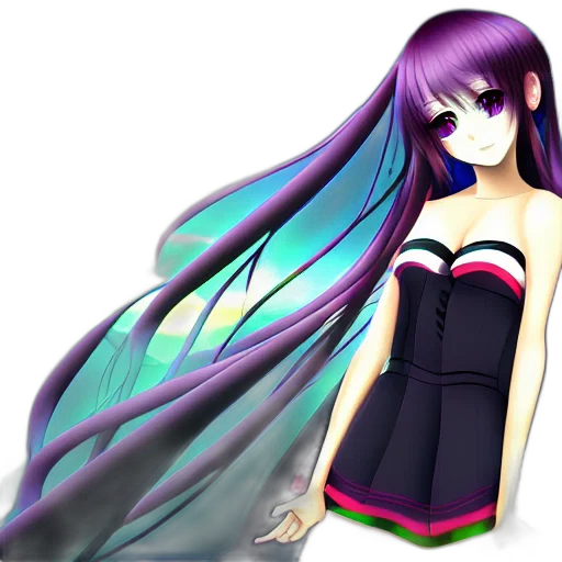 dress, hair, 3d render, anime transparent PNG cut-out