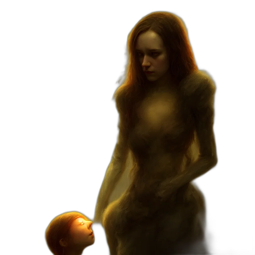 creature, dress, hair, face transparent PNG cut-out