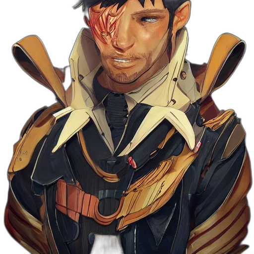 jacket, face, mask, staff transparent PNG cut-out