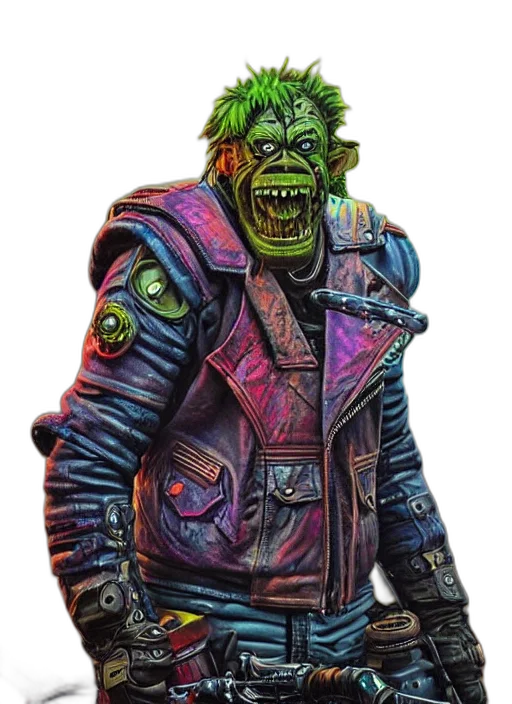 jacket, creature, staff, face transparent PNG cut-out
