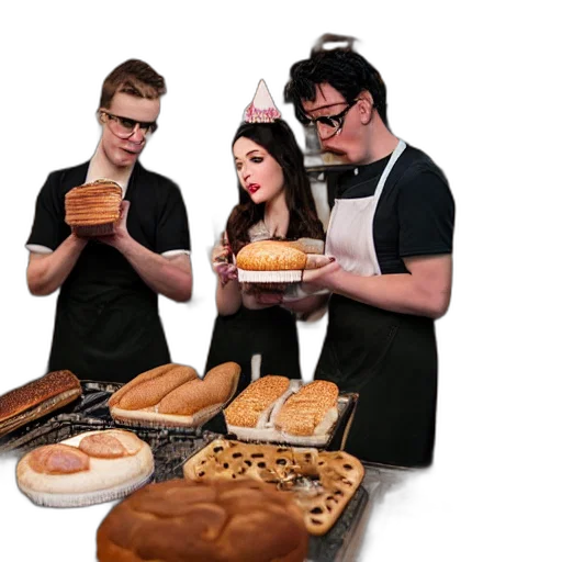food, three, friends, working transparent PNG cut-out