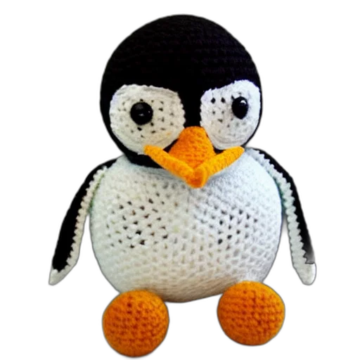 3d render, pixel art, crocheted, penguin transparent PNG cut-out