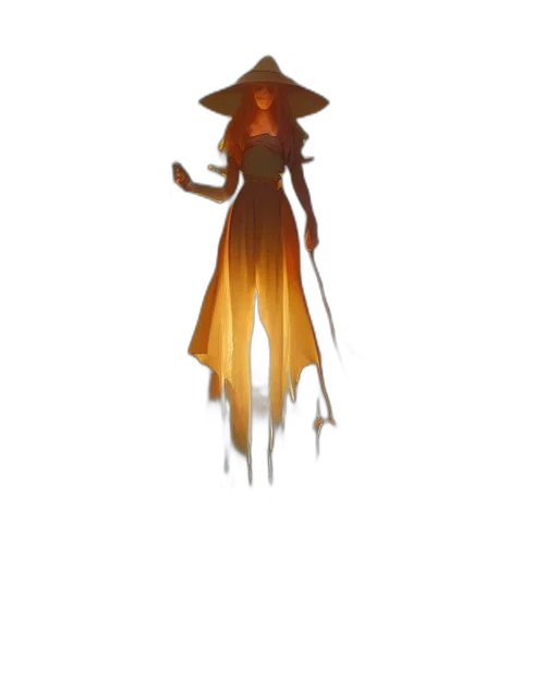 staff, dress, hat, weapon transparent PNG cut-out