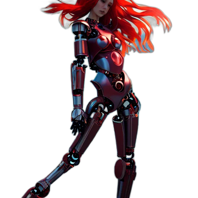 robot, staff, concept art, 3d render transparent PNG cut-out