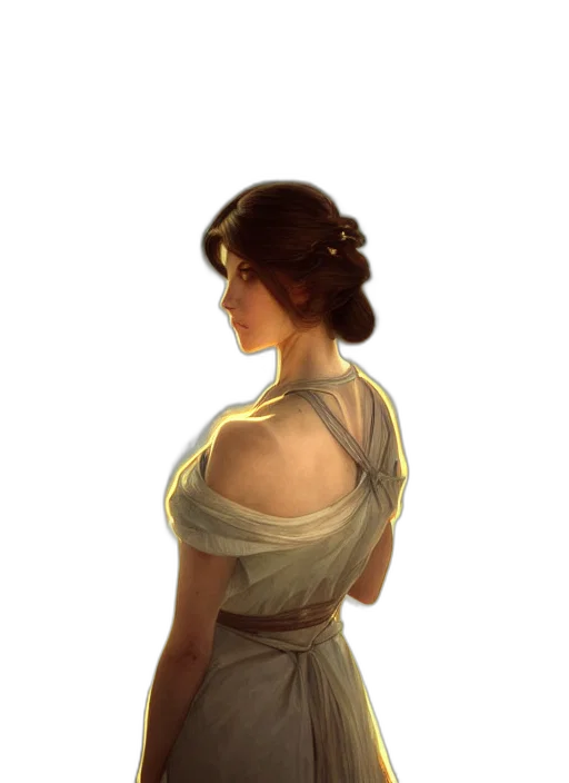dress, crown, face, staff transparent PNG cut-out