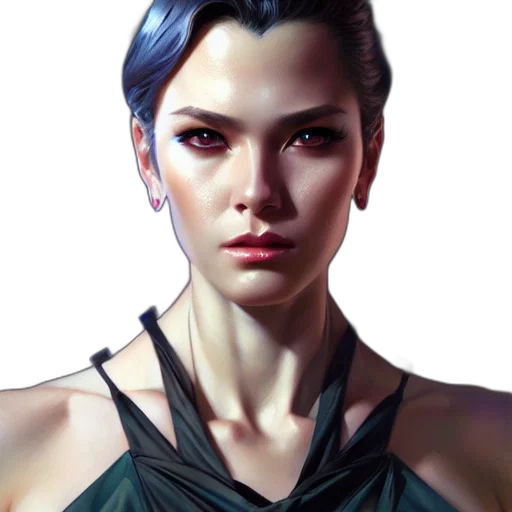 face, dress, cyberpunk, photorealistic transparent PNG cut-out