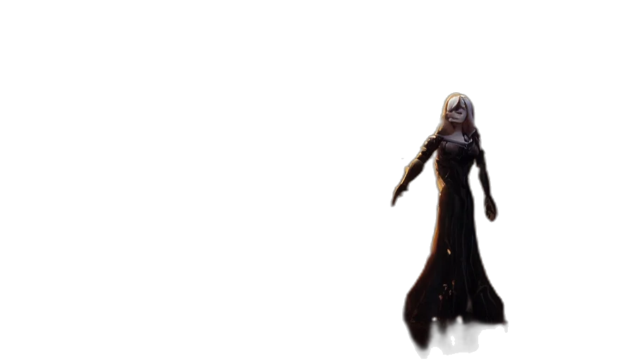 creature, dress, hair, staff transparent PNG cut-out