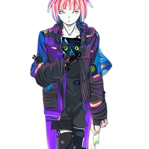 jacket, staff, weapon, cyberpunk transparent PNG cut-out