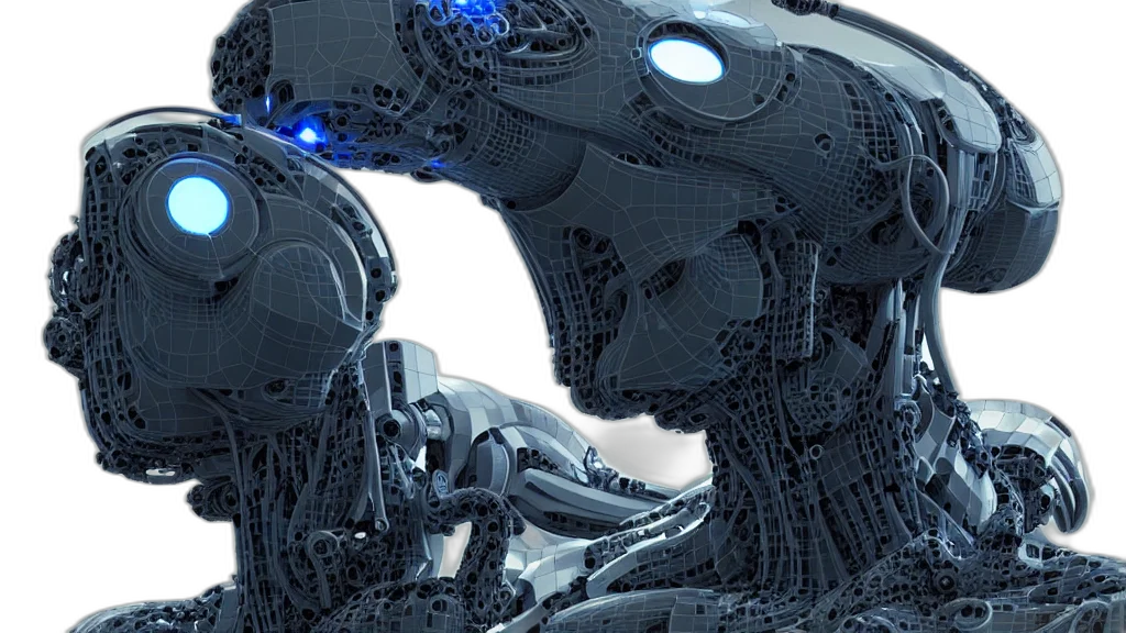 robot, concept art, 3d render, cyberpunk transparent PNG cut-out