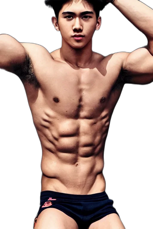 photorealistic, 3d render, hot, shirtless transparent PNG cut-out